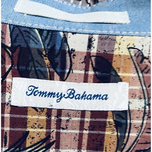 Tommy Bahama Button Up Men XXL Palm Springs Martini Plaid Flip Cuff Red - Picture 4 of 6